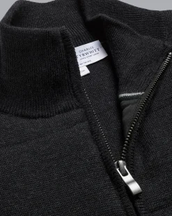Vests|Merino Sweaters<Charles Tyrwhitt New York Jets Merino Padded Front Vest - Dark Charcoal