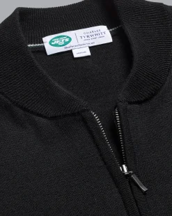 Black Sweaters|Cardigans<Charles Tyrwhitt New York Jets Merino Zip Through Bomber - Black