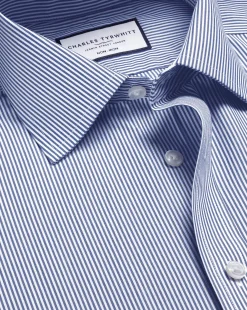 Dress Shirts|Blue Shirts<Charles Tyrwhitt Non-Iron Bengal Stripe Shirt - Blue Royal