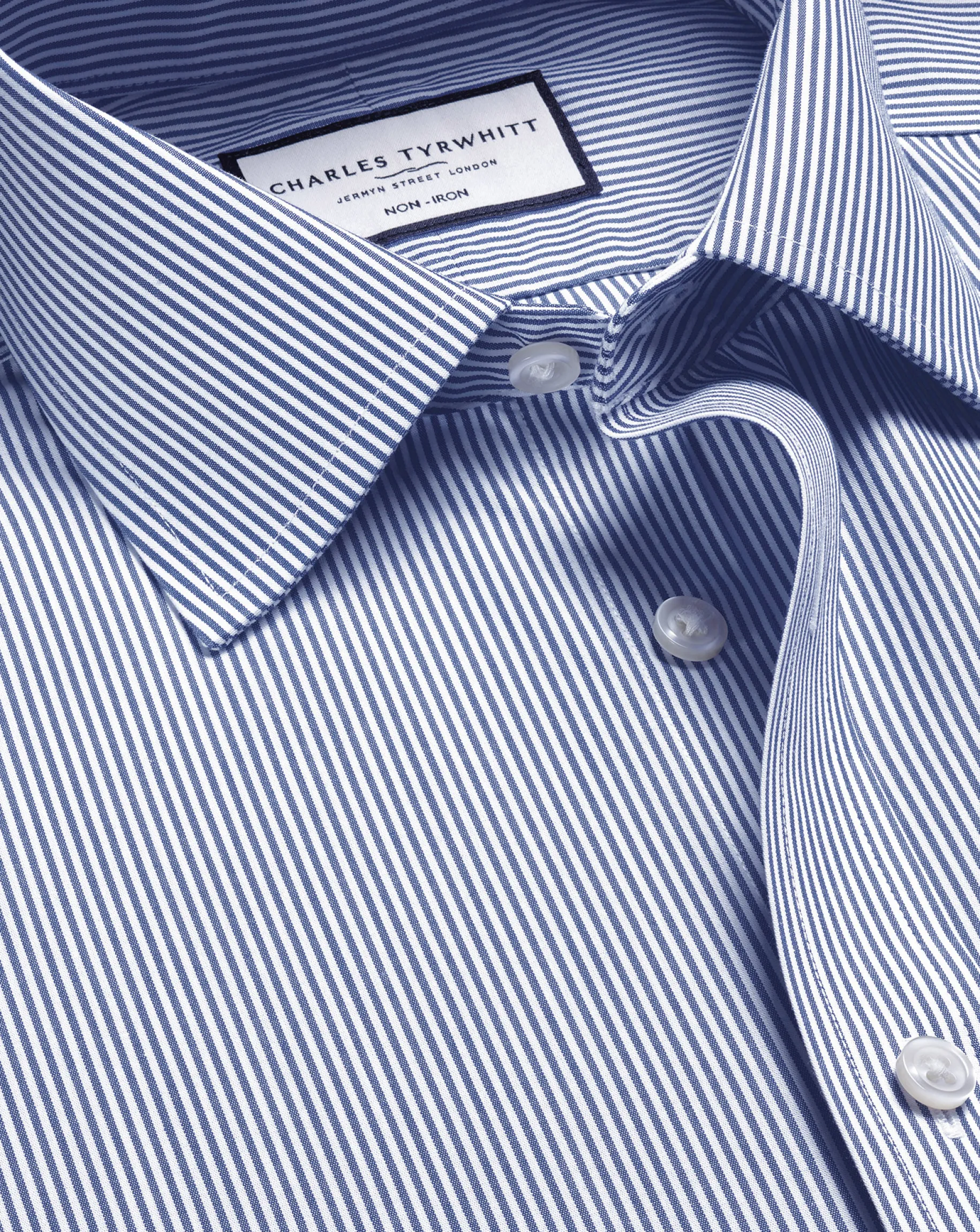 Dress Shirts|Blue Shirts<Charles Tyrwhitt Non-Iron Bengal Stripe Shirt - Blue Royal