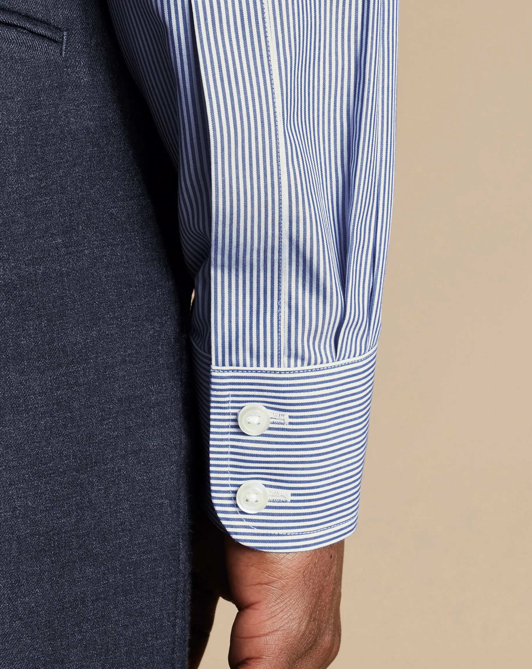 Dress Shirts|Blue Shirts<Charles Tyrwhitt Non-Iron Bengal Stripe Shirt - Blue Royal