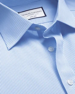 Dress Shirts|Blue Shirts<Charles Tyrwhitt Non-Iron Bengal Stripe Shirt - Blue Sky