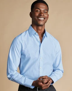 Dress Shirts|Blue Shirts<Charles Tyrwhitt Non-Iron Bengal Stripe Shirt - Blue Sky
