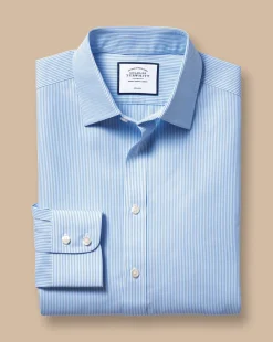 Dress Shirts|Blue Shirts<Charles Tyrwhitt Non-Iron Bengal Stripe Shirt - Blue Sky