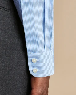 Dress Shirts|Blue Shirts<Charles Tyrwhitt Non-Iron Bengal Stripe Shirt - Blue Sky