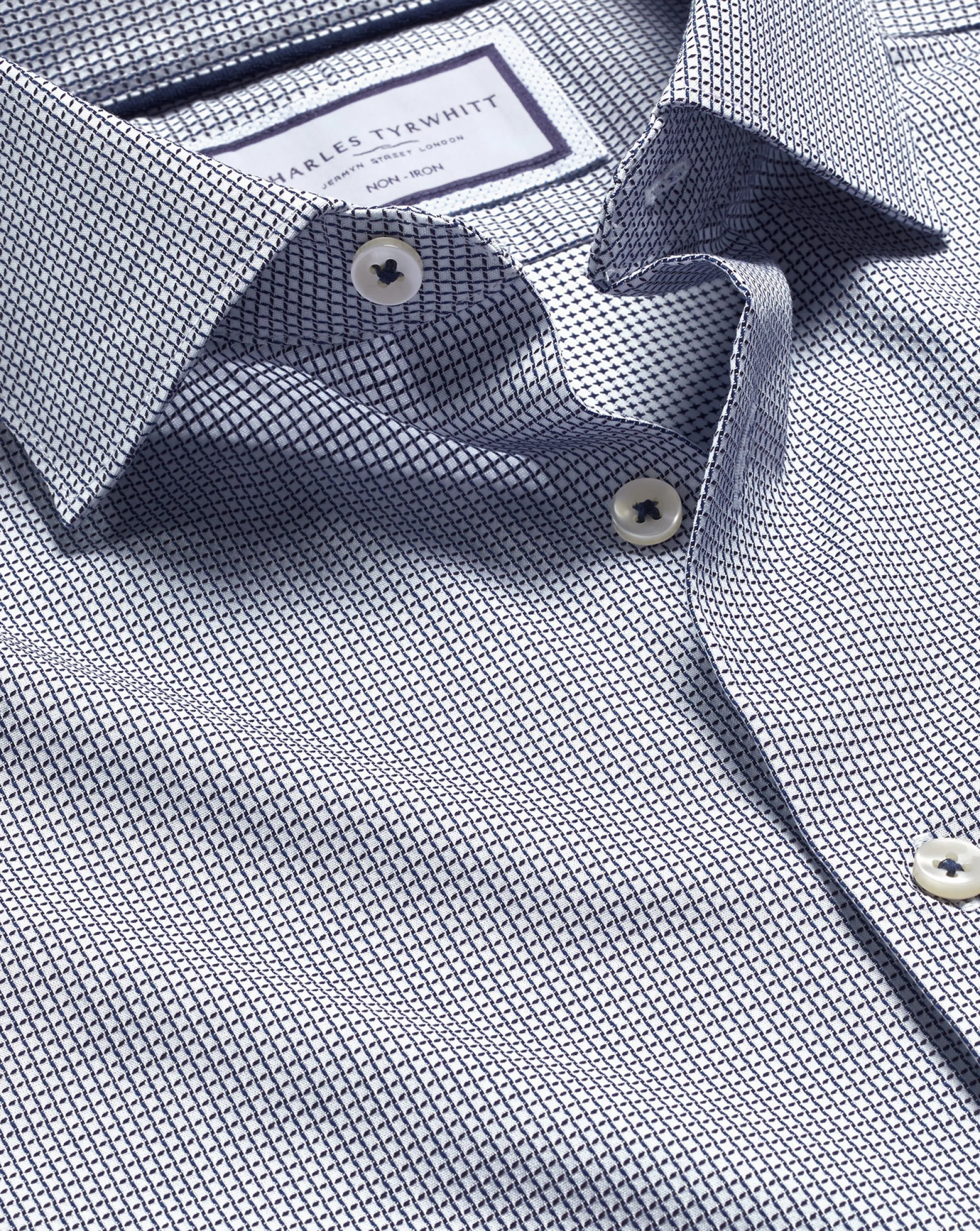 Shirt Sale|Dress Shirts<Charles Tyrwhitt Non-Iron Cushion Stretch Texture Shirt - Blue Navy
