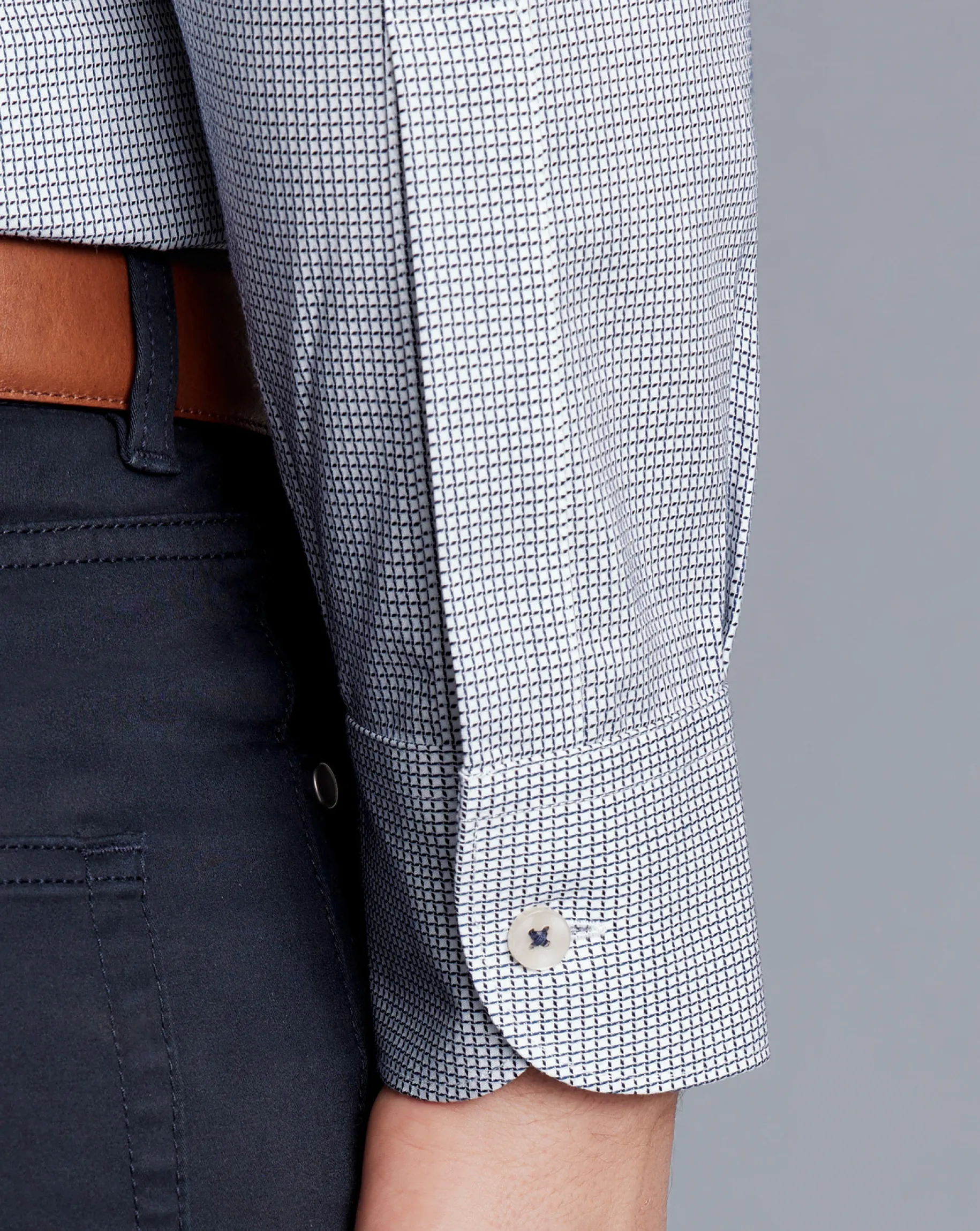 Shirt Sale|Dress Shirts<Charles Tyrwhitt Non-Iron Cushion Stretch Texture Shirt - Blue Navy