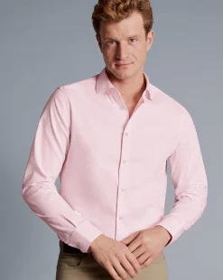 Shirt Sale|Dress Shirts<Charles Tyrwhitt Non-Iron Cushion Stretch Texture Shirt - Pink