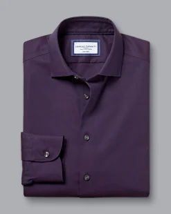 Shirt Sale|Dress Shirts<Charles Tyrwhitt Non-Iron Diamond Stretch Texture Shirt - Purple