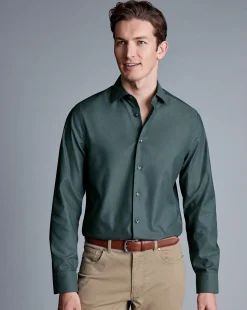 Shirt Sale|Dress Shirts<Charles Tyrwhitt Non-Iron Diamond Stretch Texture Shirt - Atlantic Green