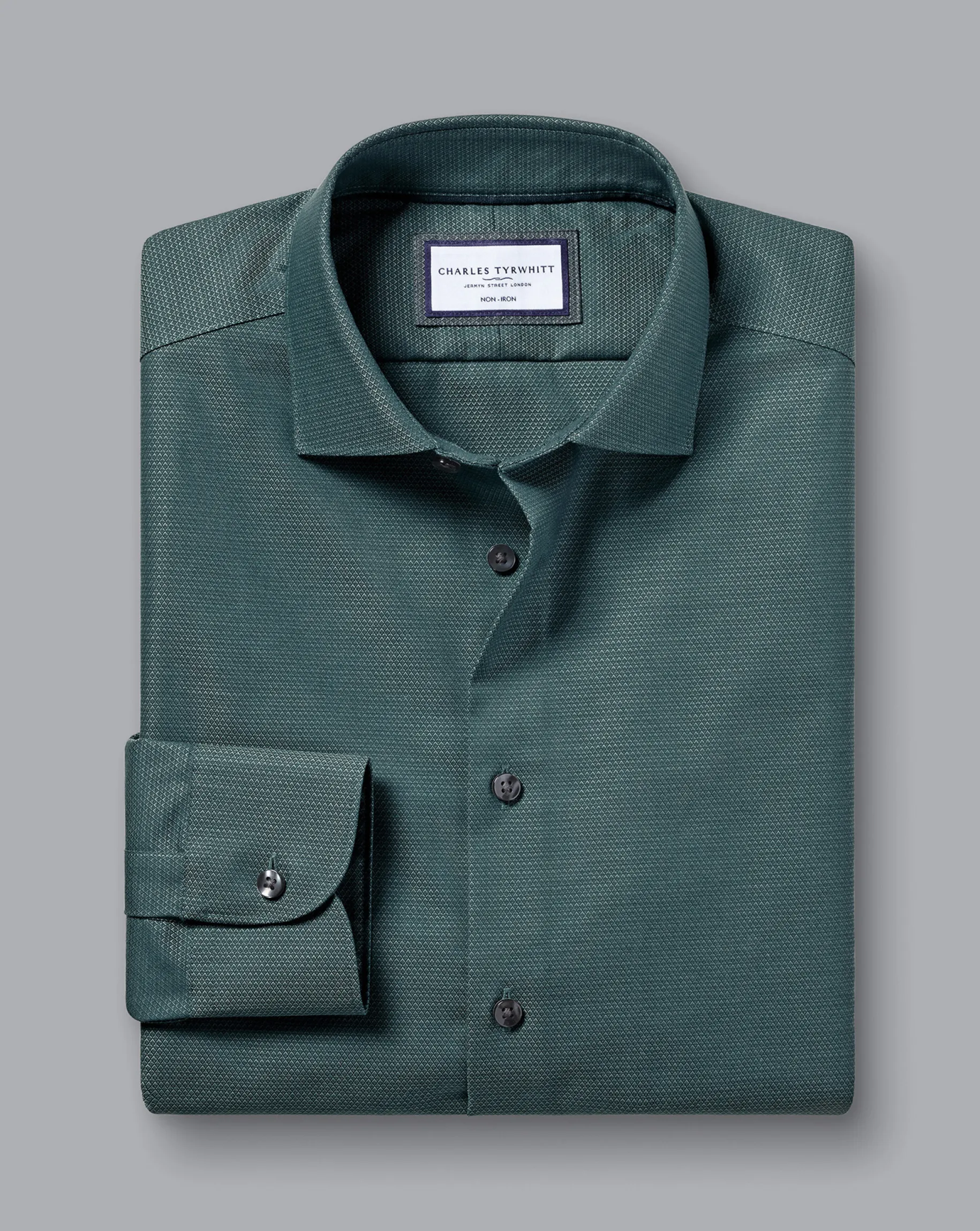 Shirt Sale|Dress Shirts<Charles Tyrwhitt Non-Iron Diamond Stretch Texture Shirt - Atlantic Green
