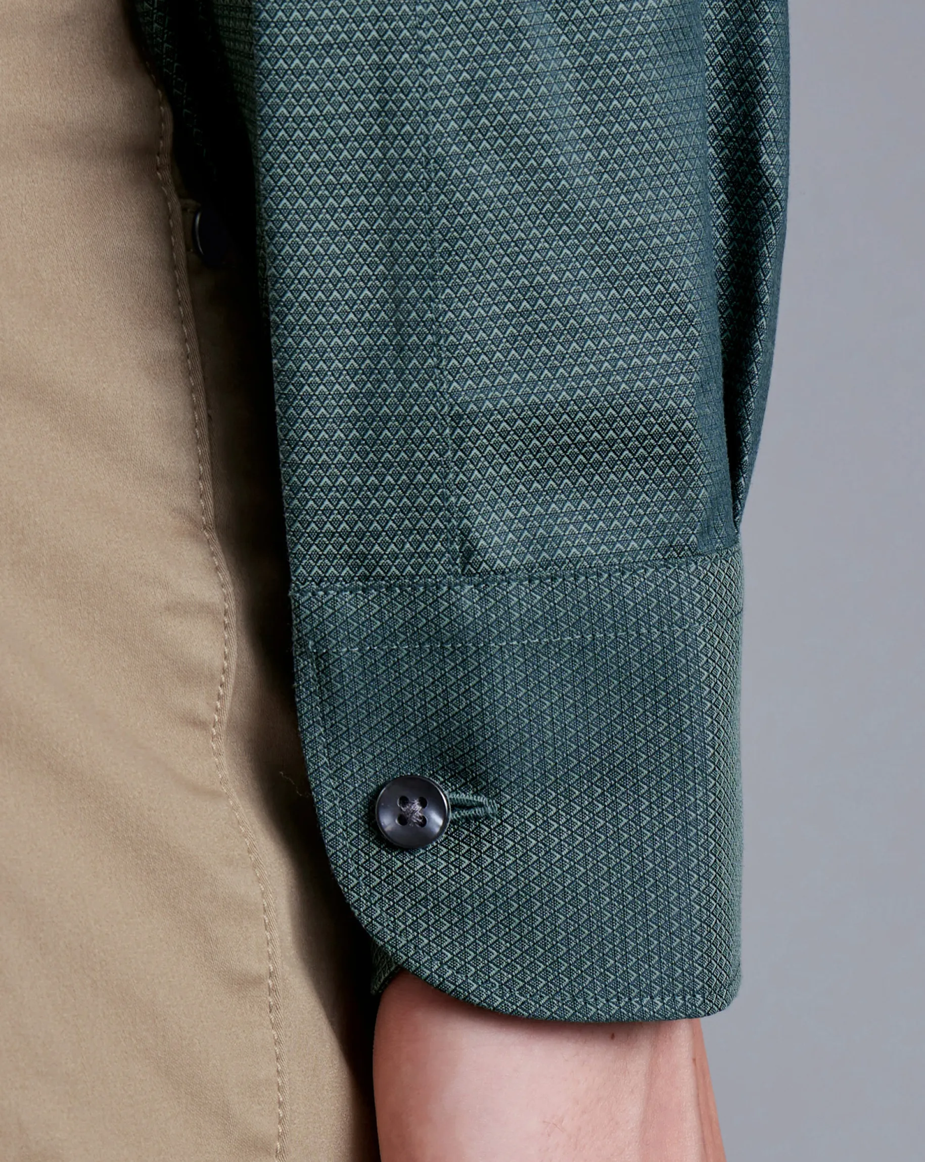 Shirt Sale|Dress Shirts<Charles Tyrwhitt Non-Iron Diamond Stretch Texture Shirt - Atlantic Green