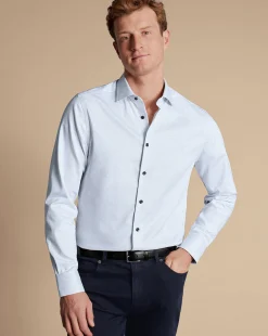 Business Casual Shirts|Dress Shirts<Charles Tyrwhitt Non-Iron Dot Stretch Texture Shirt - White