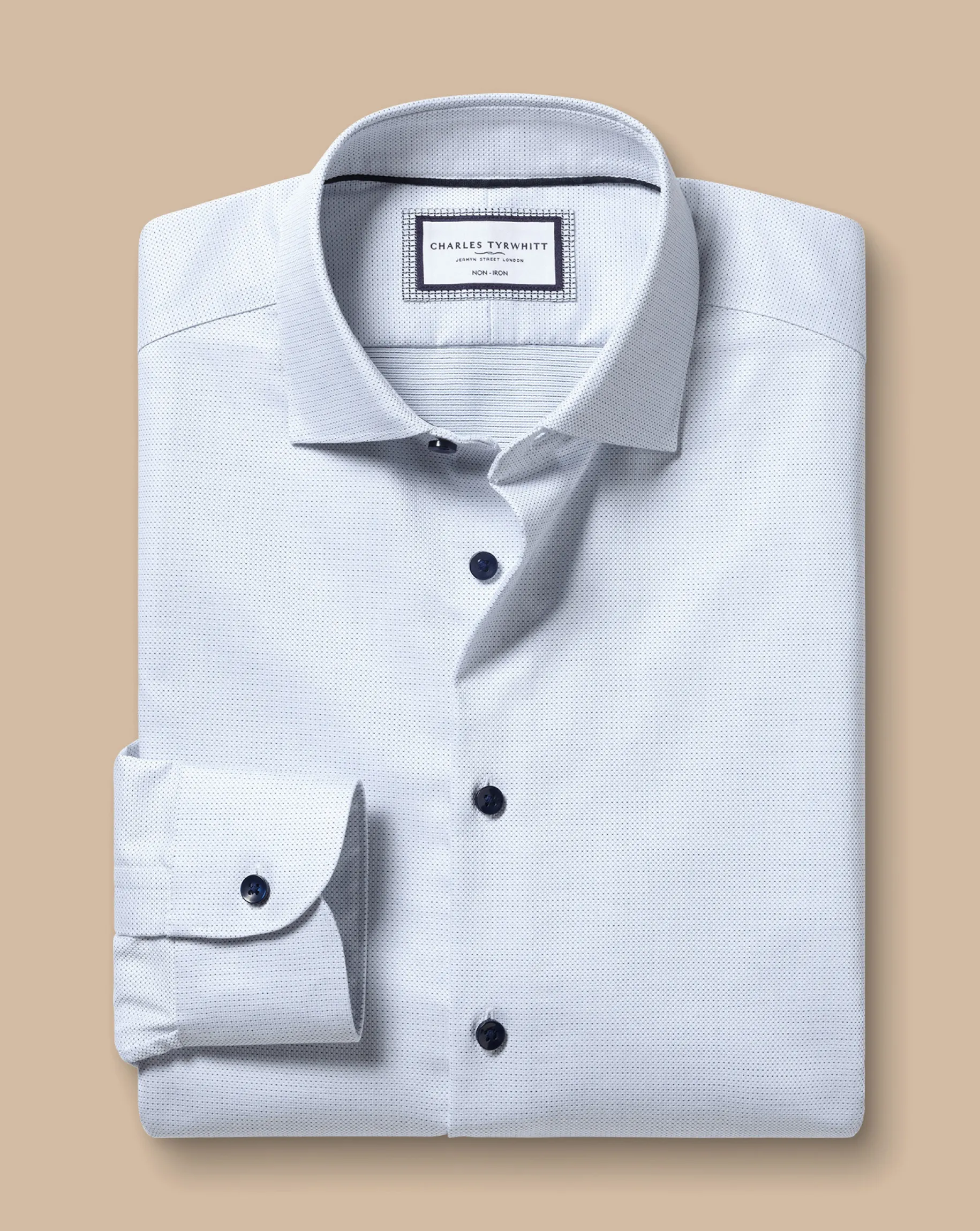 Business Casual Shirts|Dress Shirts<Charles Tyrwhitt Non-Iron Dot Stretch Texture Shirt - White