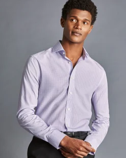 Shirt Sale|Dress Shirts<Charles Tyrwhitt Non-Iron Double Check Shirt - Lilac Purple