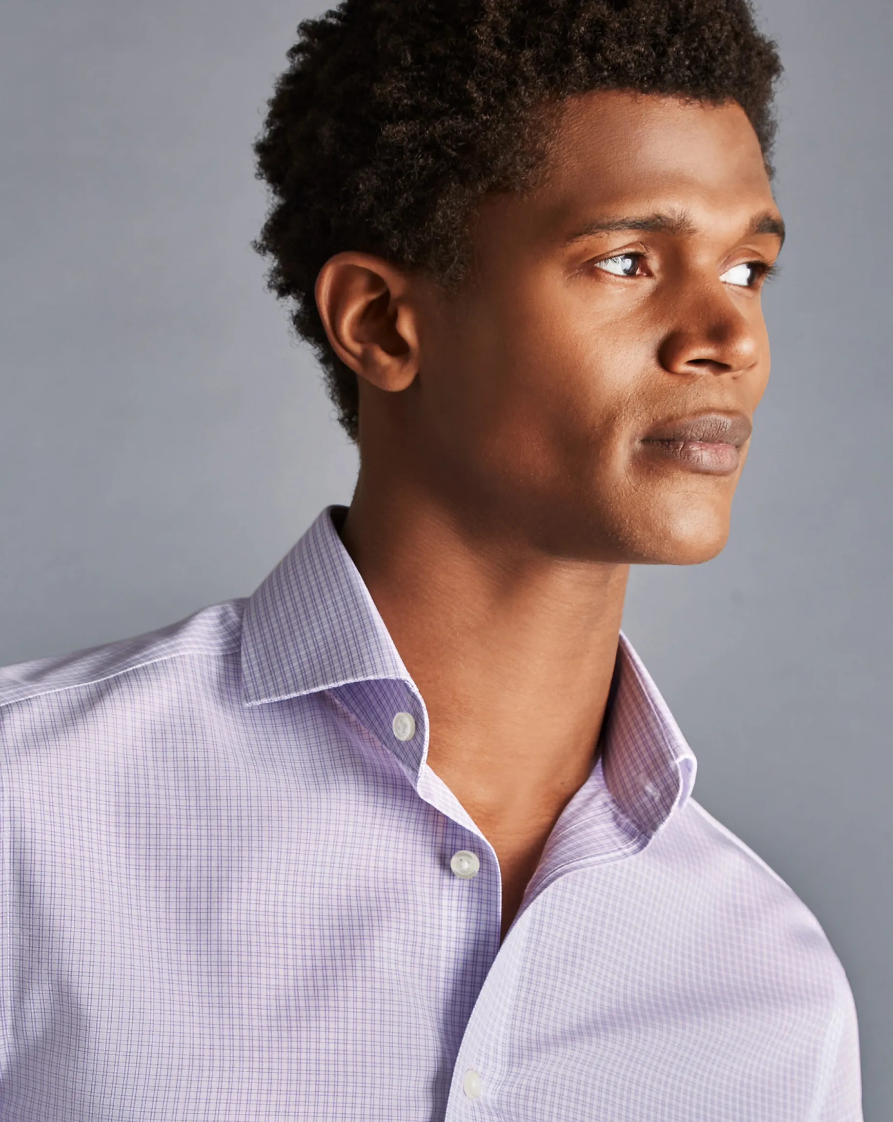 Shirt Sale|Dress Shirts<Charles Tyrwhitt Non-Iron Double Check Shirt - Lilac Purple
