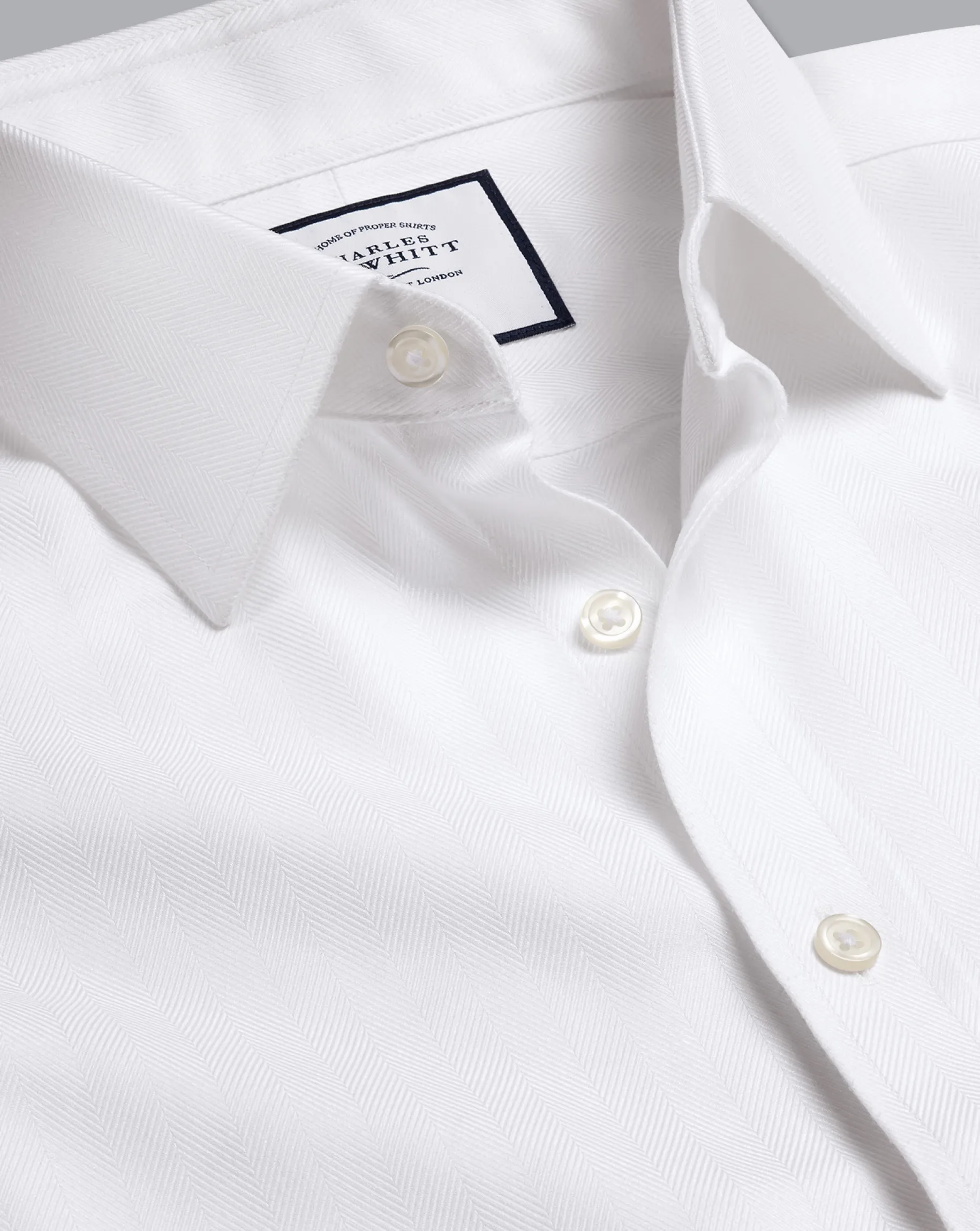 Dress Shirts|Classic Fit Shirts<Charles Tyrwhitt Non-Iron Herringbone Shirt - White