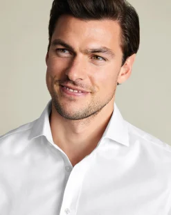 Dress Shirts|Classic Fit Shirts<Charles Tyrwhitt Non-Iron Herringbone Shirt - White