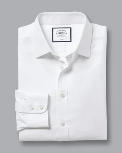 Dress Shirts|Classic Fit Shirts<Charles Tyrwhitt Non-Iron Herringbone Shirt - White