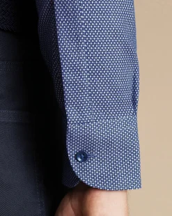 Business Casual Shirts|Dress Shirts<Charles Tyrwhitt Non-Iron Oval Stretch Texture Shirt - Blue Royal