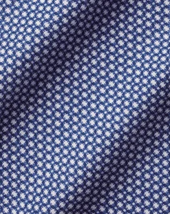 Business Casual Shirts|Dress Shirts<Charles Tyrwhitt Non-Iron Oval Stretch Texture Shirt - Blue Royal