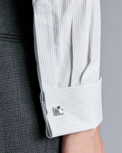 Dress Shirts|XL<Charles Tyrwhitt Non-Iron Oxford Stripe Shirt - Silver Grey