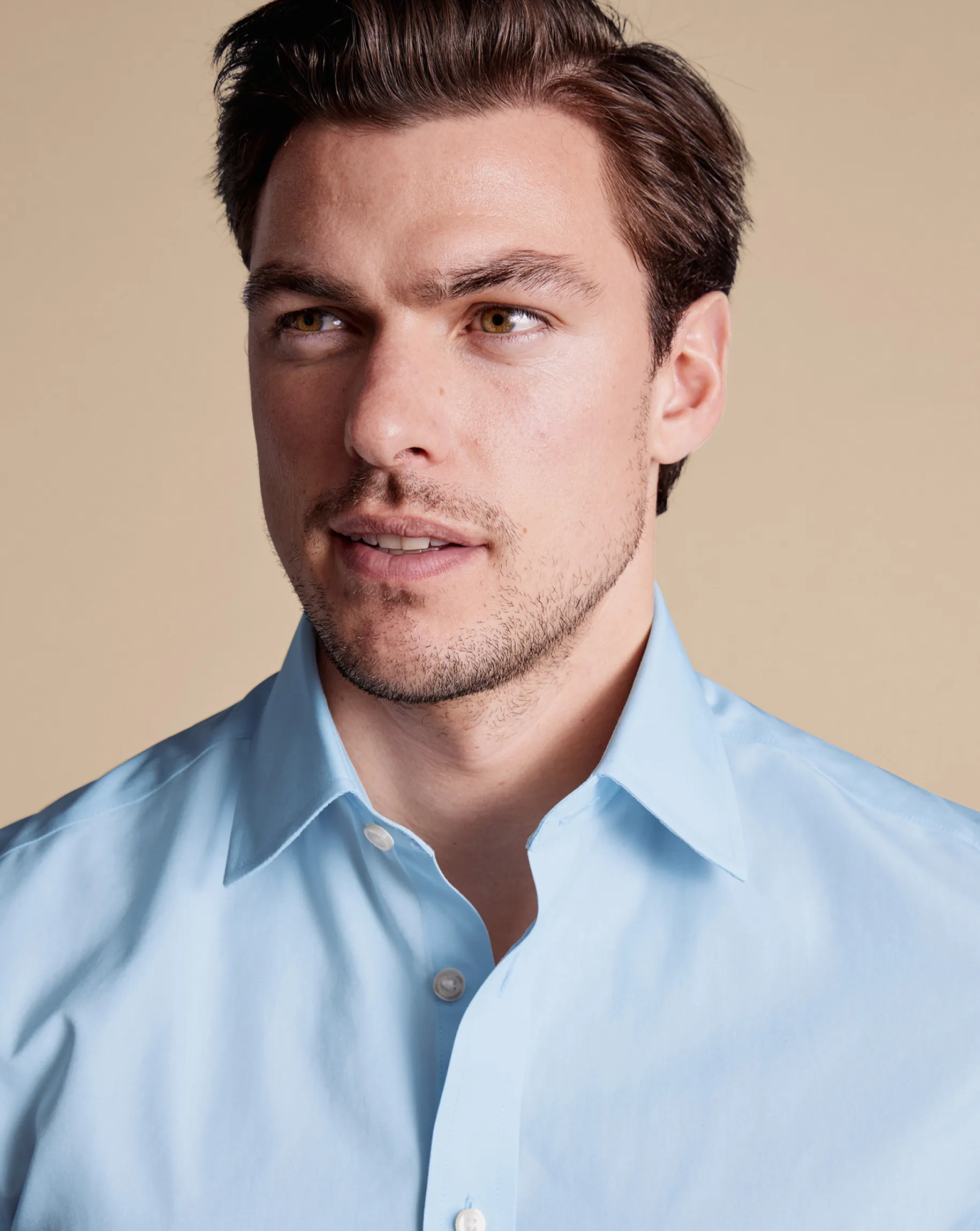 Short Sleeve Shirts|Dress Shirts<Charles Tyrwhitt Non-Iron Poplin Short-Sleeve Shirt - Blue Sky