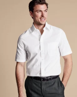 Short Sleeve Shirts|Dress Shirts<Charles Tyrwhitt Non-Iron Poplin Short-Sleeve Shirt - White