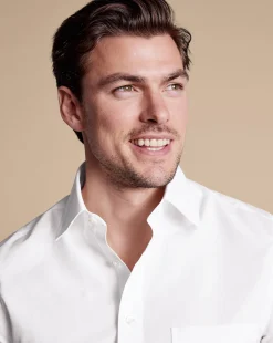 Short Sleeve Shirts|Dress Shirts<Charles Tyrwhitt Non-Iron Poplin Short-Sleeve Shirt - White