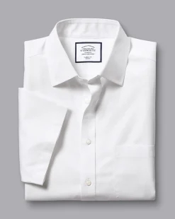 Short Sleeve Shirts|Dress Shirts<Charles Tyrwhitt Non-Iron Poplin Short-Sleeve Shirt - White