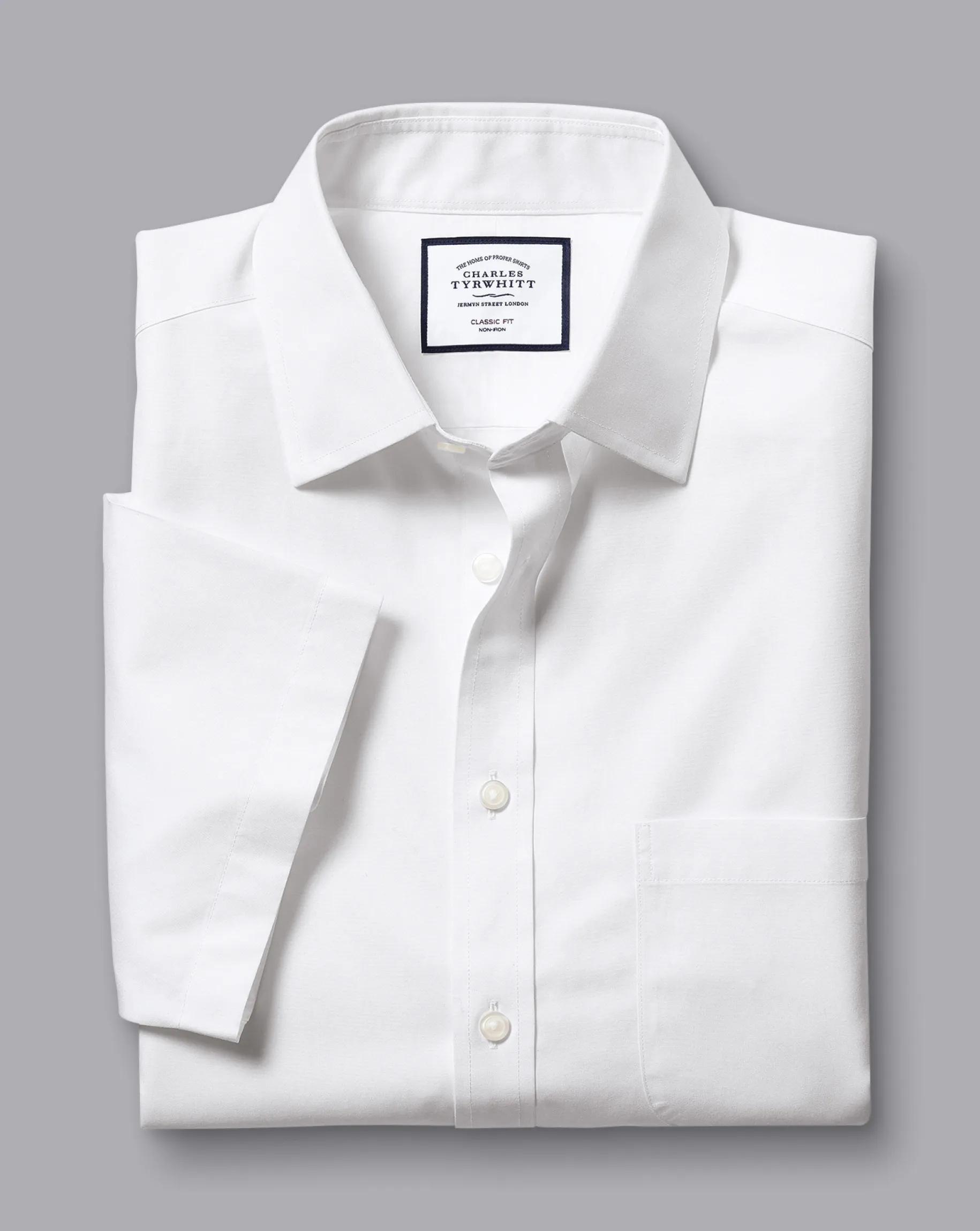 Short Sleeve Shirts|Dress Shirts<Charles Tyrwhitt Non-Iron Poplin Short-Sleeve Shirt - White