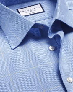 Dress Shirts|Check Shirts<Charles Tyrwhitt Non-Iron Prince of Wales Check Shirt - Ocean Blue