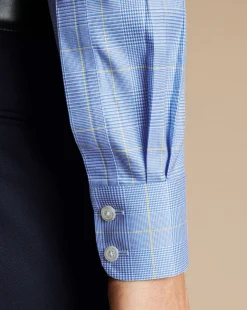 Dress Shirts|Check Shirts<Charles Tyrwhitt Non-Iron Prince of Wales Check Shirt - Ocean Blue