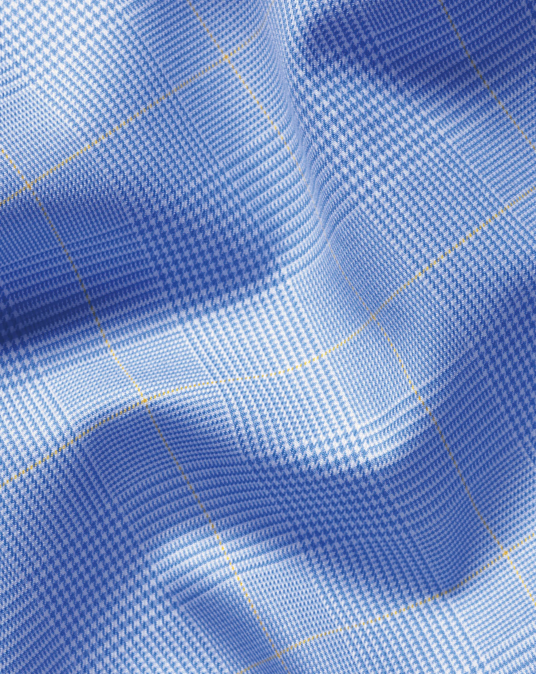 Dress Shirts|Check Shirts<Charles Tyrwhitt Non-Iron Prince of Wales Check Shirt - Ocean Blue