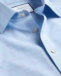 Shirt Sale|Dress Shirts<Charles Tyrwhitt Non-Iron Prince Of Wales Check Shirt - Light Blue
