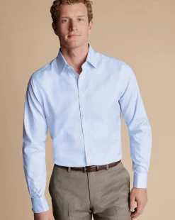 Dress Shirts|Check Shirts<Charles Tyrwhitt Non-Iron Prince of Wales Check Shirt - Cornflower Blue
