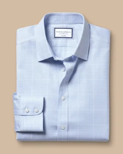 Dress Shirts|Check Shirts<Charles Tyrwhitt Non-Iron Prince of Wales Check Shirt - Cornflower Blue