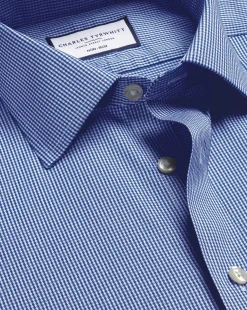 Dress Shirts|Check Shirts<Charles Tyrwhitt Non-Iron Puppytooth Shirt - Blue Royal