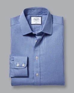 Dress Shirts|Check Shirts<Charles Tyrwhitt Non-Iron Puppytooth Shirt - Blue Royal