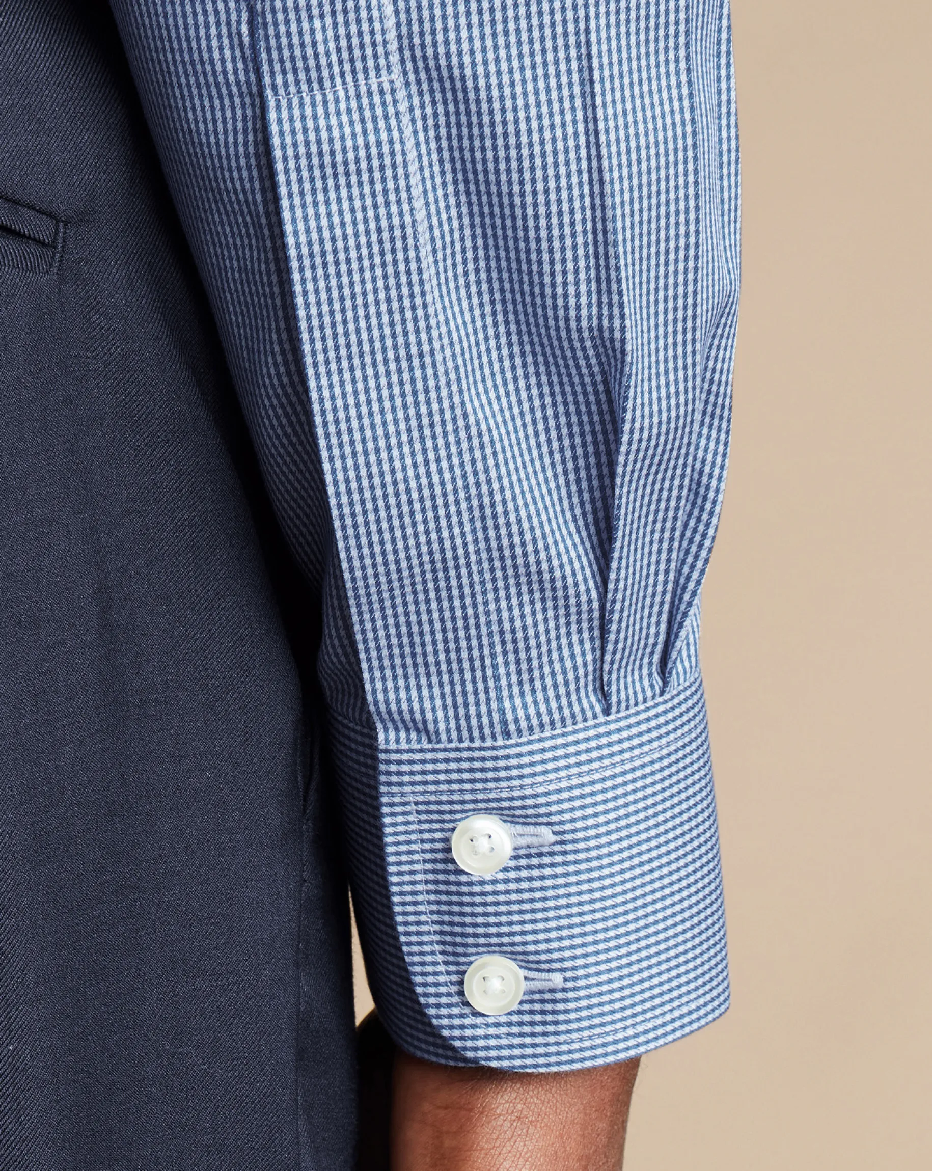 Dress Shirts|Check Shirts<Charles Tyrwhitt Non-Iron Puppytooth Shirt - Blue Royal