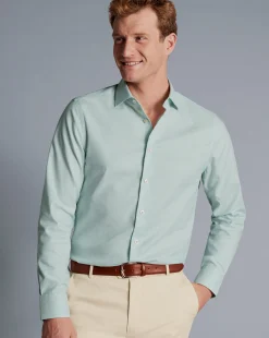 Shirt Sale|Dress Shirts<Charles Tyrwhitt Non-Iron Rectangle Stretch Texture Shirt - Green Spearmint