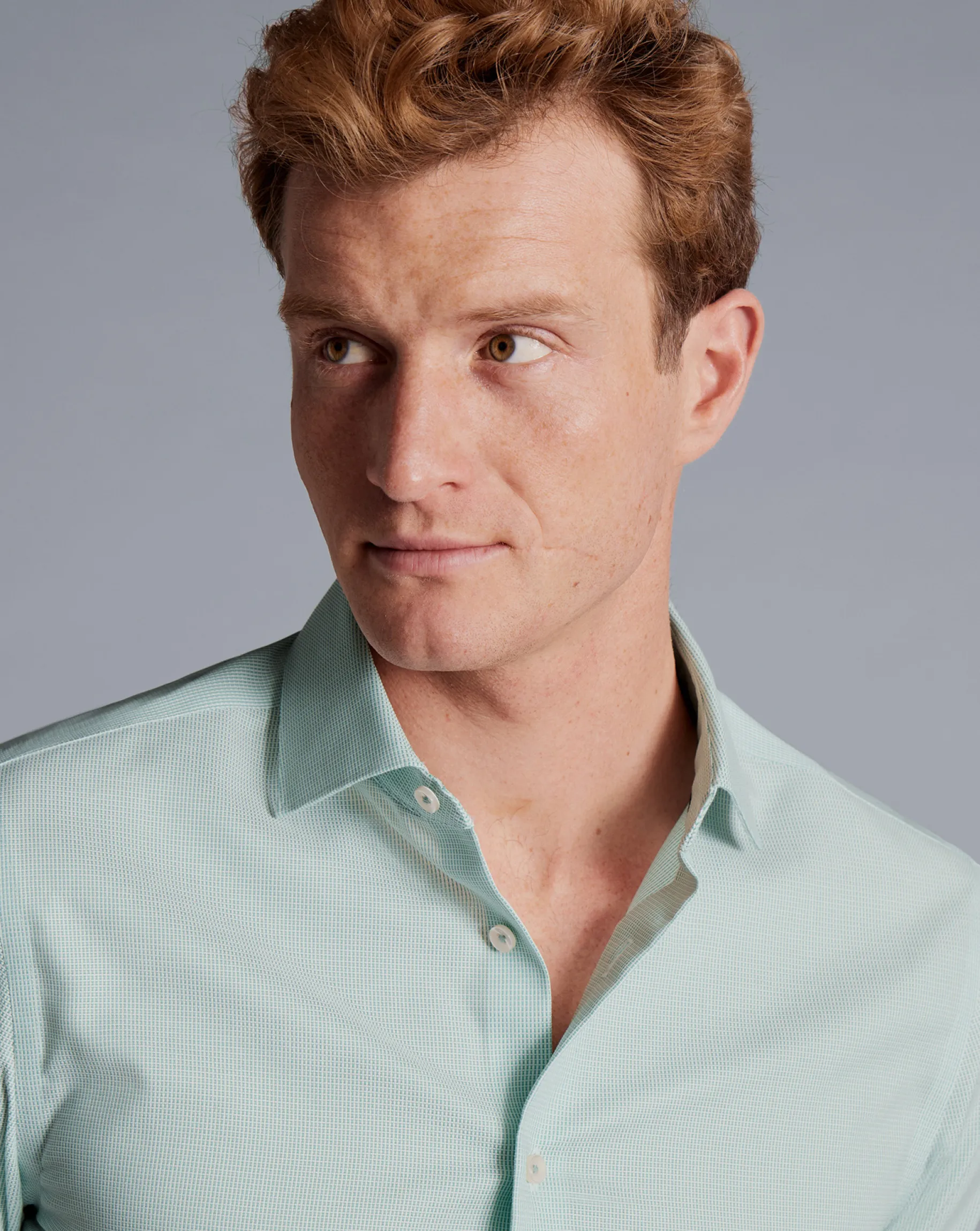 Shirt Sale|Dress Shirts<Charles Tyrwhitt Non-Iron Rectangle Stretch Texture Shirt - Green Spearmint