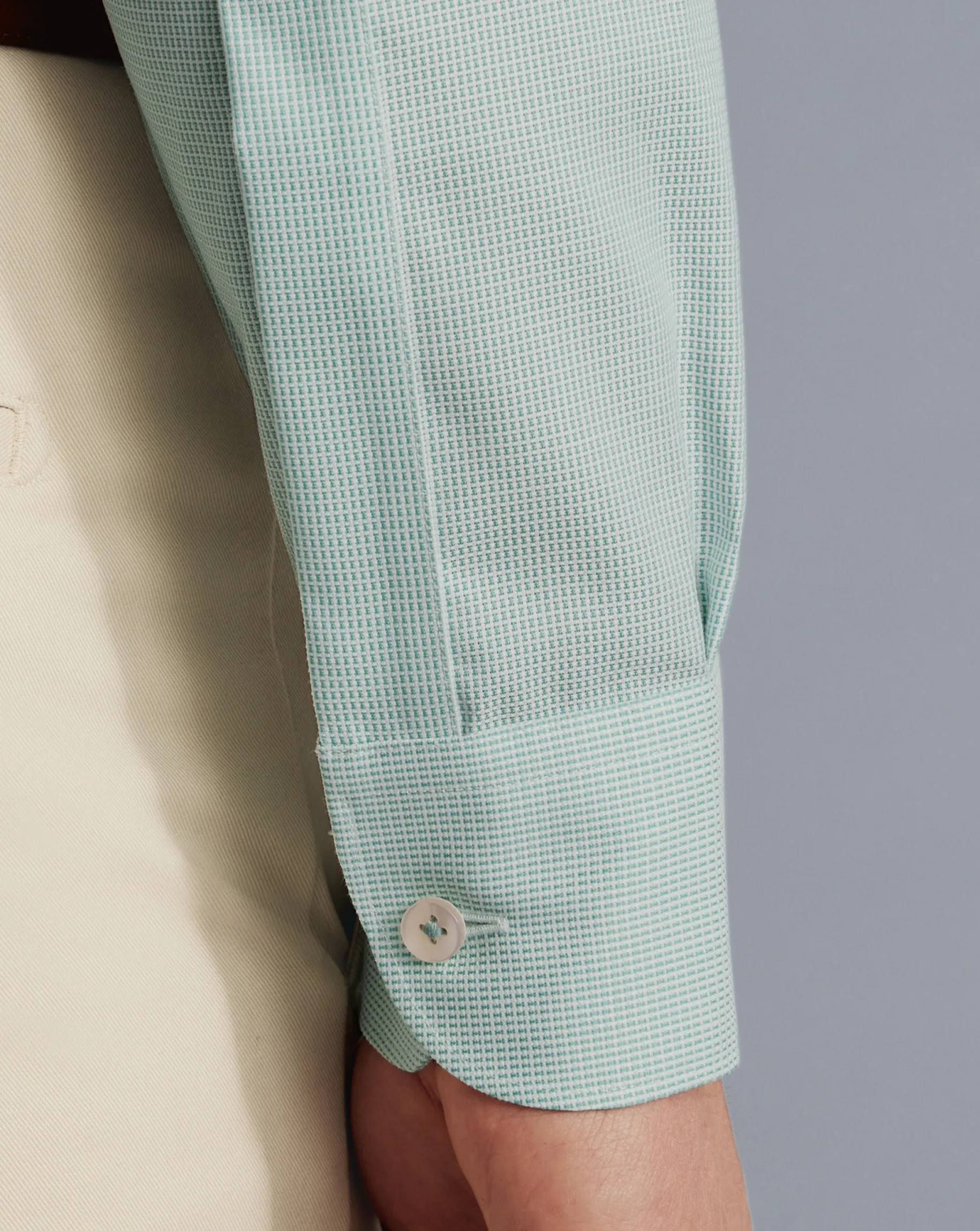 Shirt Sale|Dress Shirts<Charles Tyrwhitt Non-Iron Rectangle Stretch Texture Shirt - Green Spearmint