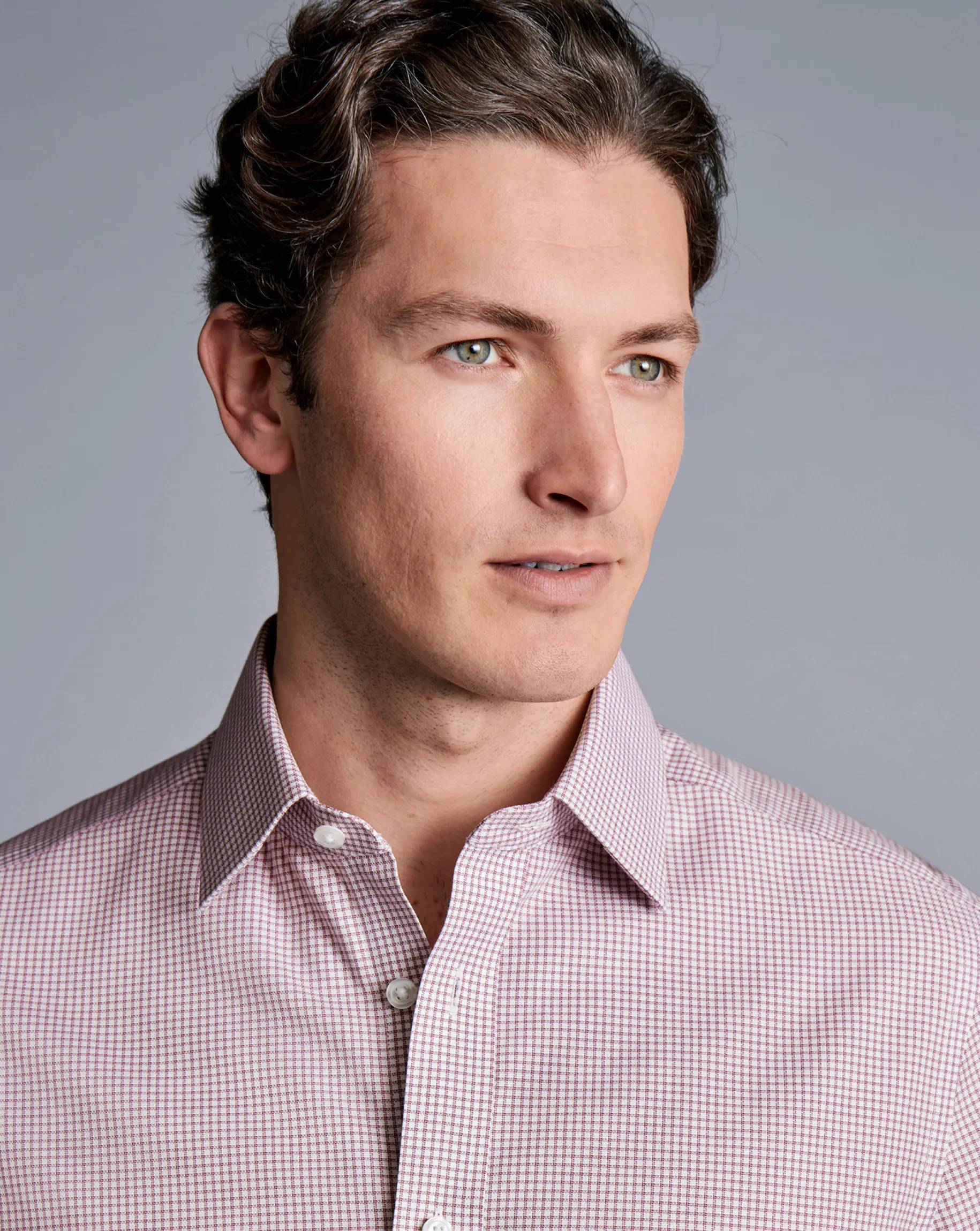 Dress Shirts|XL<Charles Tyrwhitt Non-Iron Royal Oxford Check Shirt - Claret Pink