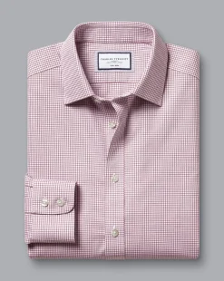 Dress Shirts|XL<Charles Tyrwhitt Non-Iron Royal Oxford Check Shirt - Claret Pink