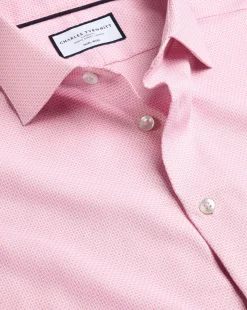 Business Casual Shirts|Dress Shirts<Charles Tyrwhitt Non-Iron Stretch Texture Oval Shirt - Pink
