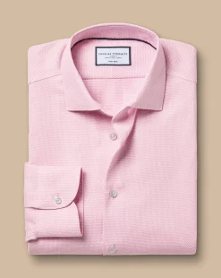Business Casual Shirts|Dress Shirts<Charles Tyrwhitt Non-Iron Stretch Texture Oval Shirt - Pink
