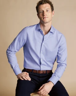 Business Casual Shirts|Dress Shirts<Charles Tyrwhitt Non-Iron Stretch Texture Square Shirt - Purple Lilac