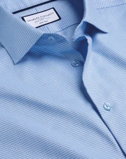 Business Casual Shirts|Dress Shirts<Charles Tyrwhitt Non-Iron Stretch Texture Square Shirt - Blue Sky