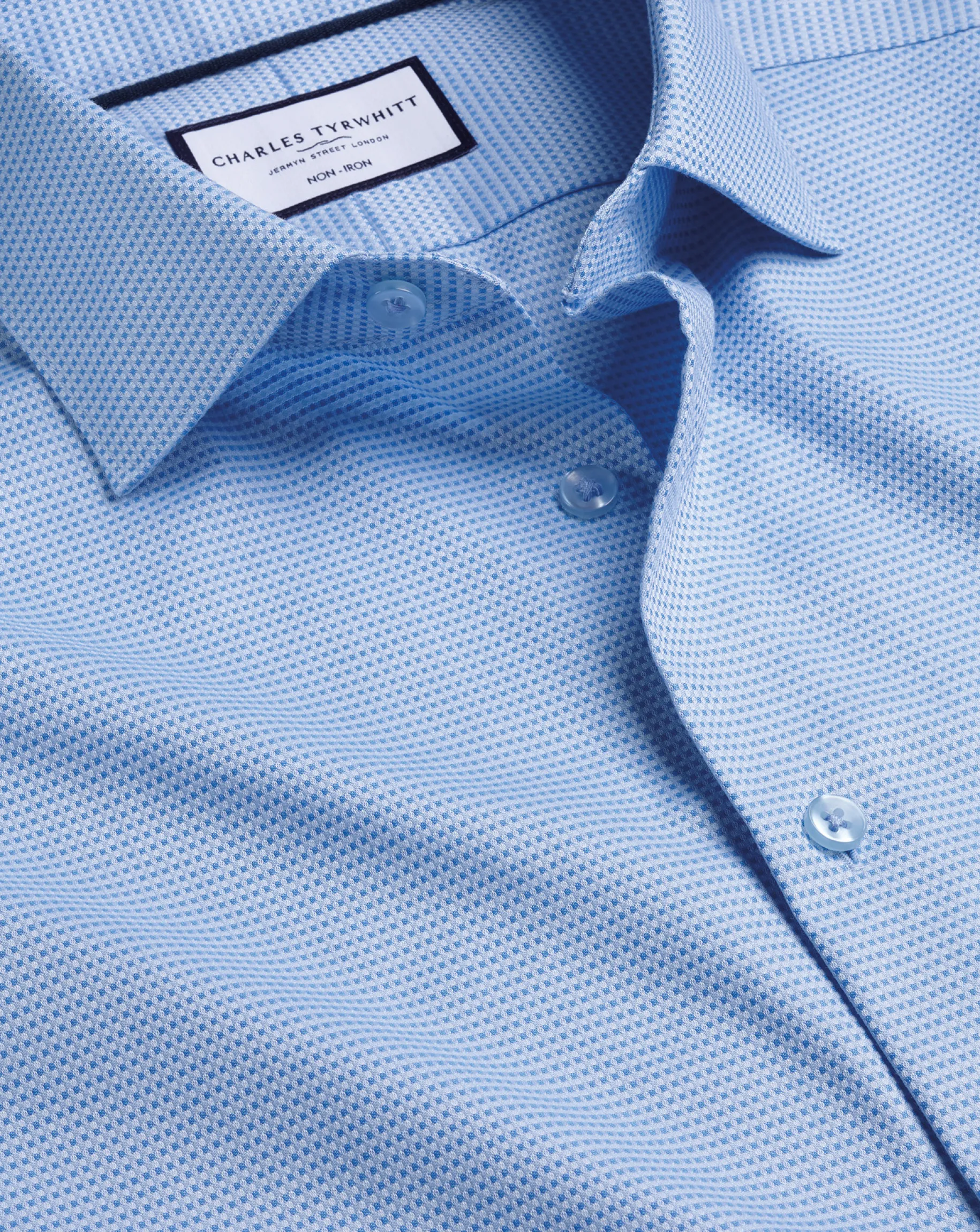 Business Casual Shirts|Dress Shirts<Charles Tyrwhitt Non-Iron Stretch Texture Square Shirt - Blue Sky